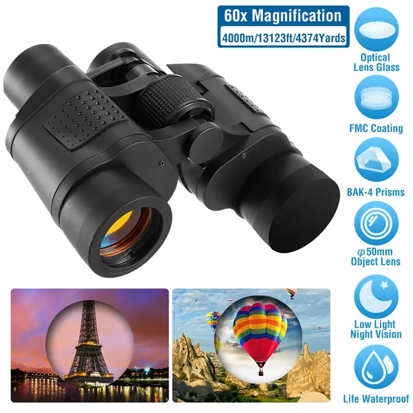 Portable HD Binoculars With FMC Lens Low Light Night Vision Telescope For Bird Watching Hunting Spor
