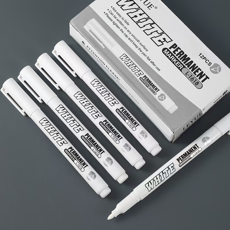 12PCS Dry-erase Marker New Waterproof Metal Marker Permanent White Paint Pen Washing Art Painting Gr
