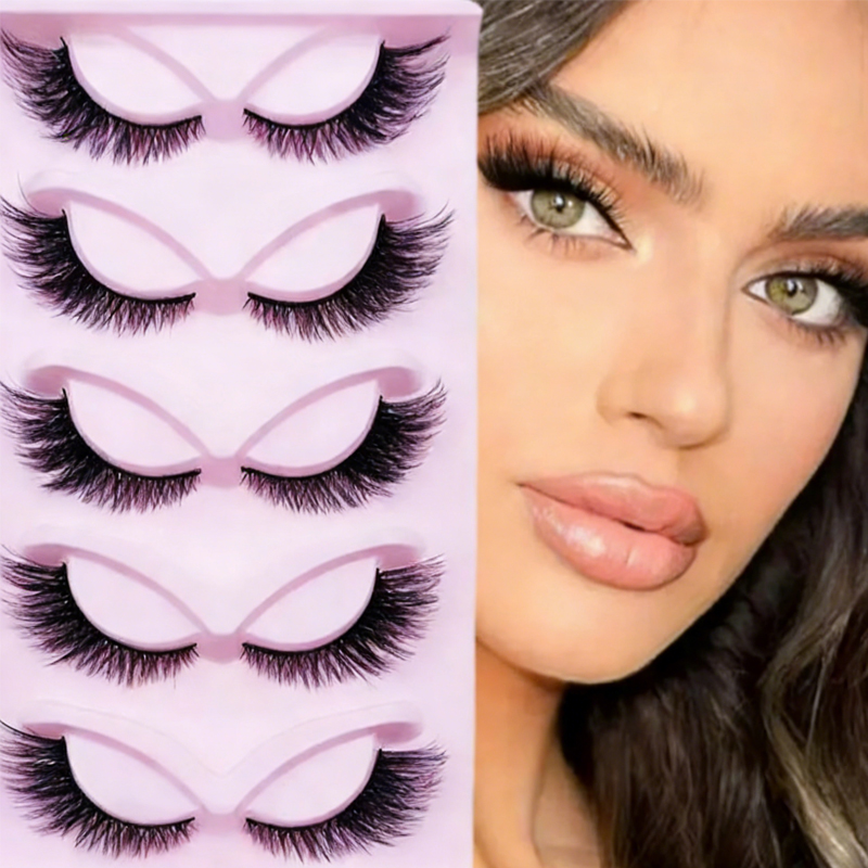 5 Pairs False Lashes Eyelashes Extension Cluster, Faux Mink Fluffy Long Full Look Eye Bottom, Drama