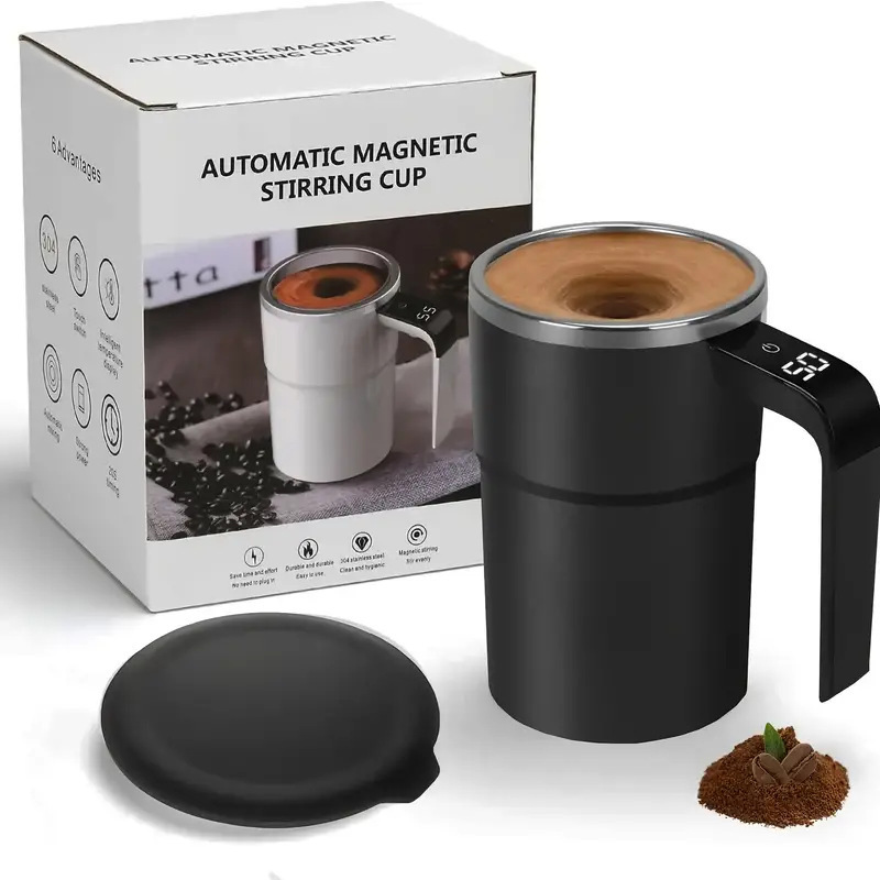 Smart Temperature-measuring Magnetic Automatic Stirring Cup, Electric Portable Coffee Cup, Milkshake