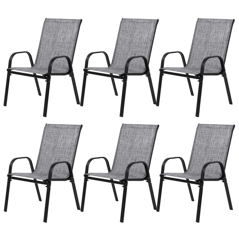 6 Piece Patio Chairs, Outdoor Camping Chairs With Breathable Textilene Fabric, Set Of 2 Garden Chair
