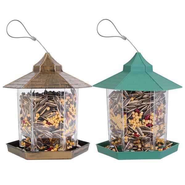 1Pc Hanging Gazebo Wild Bird Feeder Outdoor Bird Seed Station With Large Capacity 6 Feeder Interface
