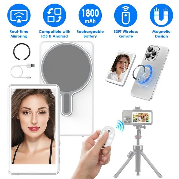 Vlog Selfie Monitor Screen Magnetic Rear Camera Phone Monitor Wireless Selfie Monitor Screen With 33