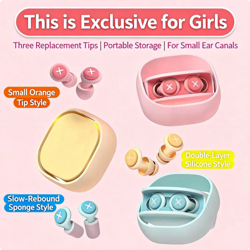 Noise Cancelling Earplugs For Sleep, Soft Silicone And Slow Rebound Sponge Ear Plugs With Rotating S