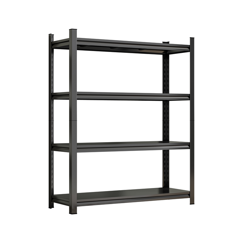4-Tier Height-Adjustable Metal Storage Rack, Vertical Organizer, 63H X45.27 W X 17.7D, Black, Assemb