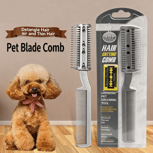 Pet Hair Cutting Comb With Replaceable Blades, Professional Dog Cat Grooming Tool For Thinning Shedd