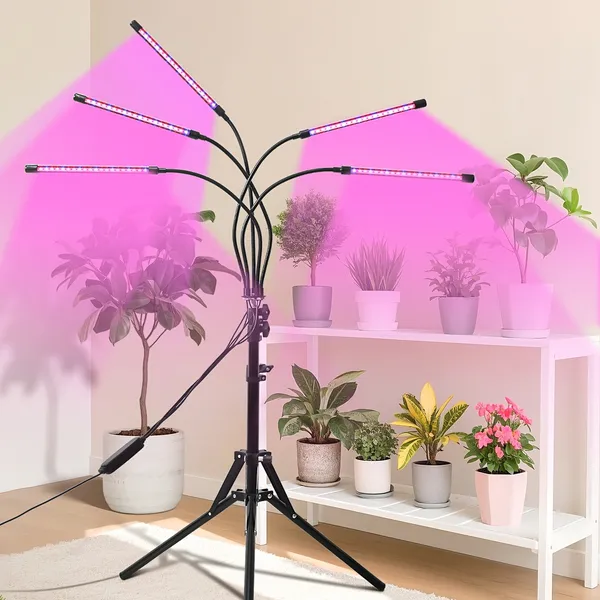Full Spectrum Indoor Plant Grow Light With Adjustable Stand – 80 LEDs Floor Plant Lamp, 5 Dimming Le