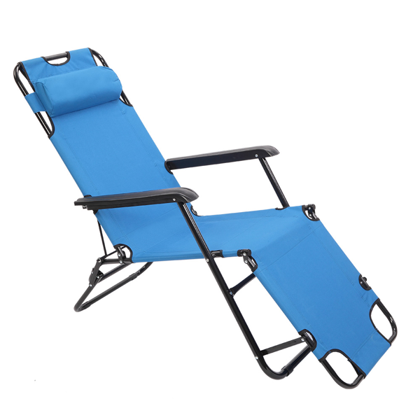 Folding Chaise Lounge Chair For Outdoor, 2-in-1 Portable Tanning Chair Wi