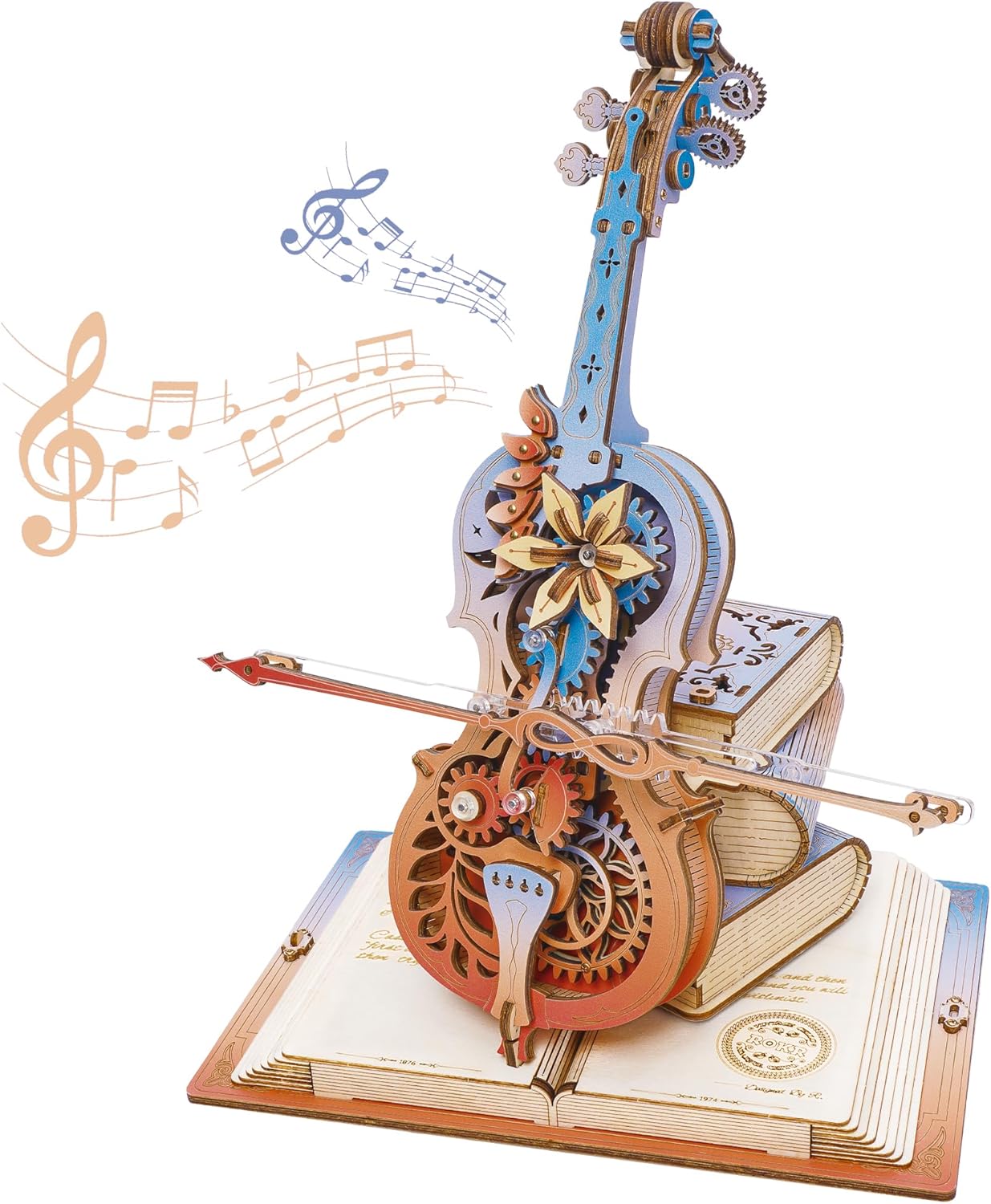 Robotime ROKR 3D Magic Cello - Adult 3D Wooden Puzzle - Automatic Playing Mechanical Music Box, A Un
