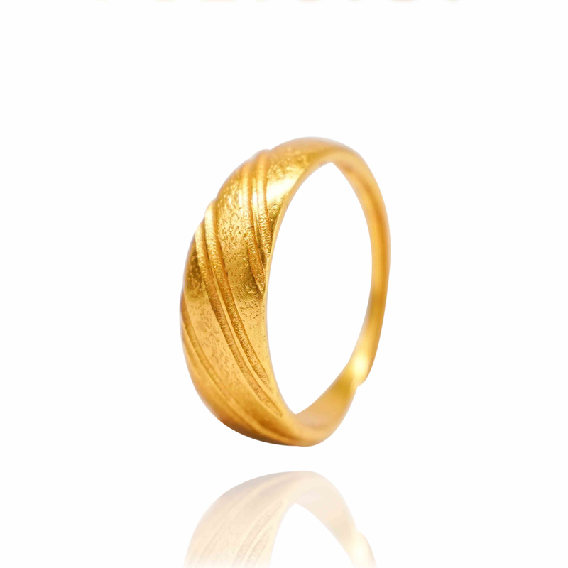 24k Gold Jewelry,Gold Dome Croissant Band Ring, Stackable Ring, Signet Ring, Women Jewelry Minimalis