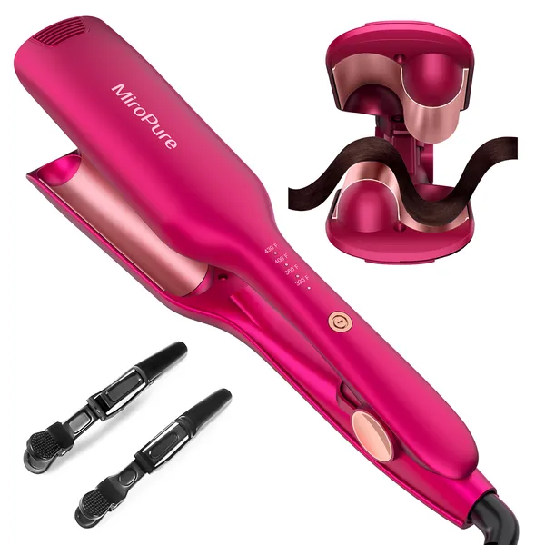 Hair Waver Iron Wand Hair Crimper Hair Waver Barrel Curling Iron 1 Inch PTC Heater Auto Shut-Off Adj