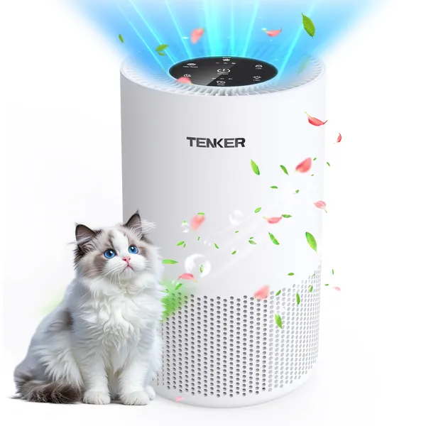 TENKER AP-6980 Air Purifier White US 1300ft² Large Rooms H13 Heap 3-Stage Filtration 3 Speeds 3 Time