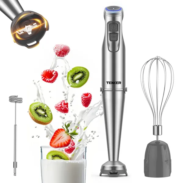 TENKER 1100W Immersion Hand Blender, Stainless Steel Stick Blender With