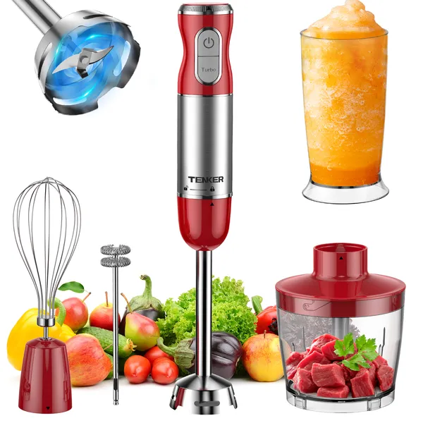 HB-2016A 5-in-1 Hand Immersion Blender, 30 Speeds Handheld Blender, Copper