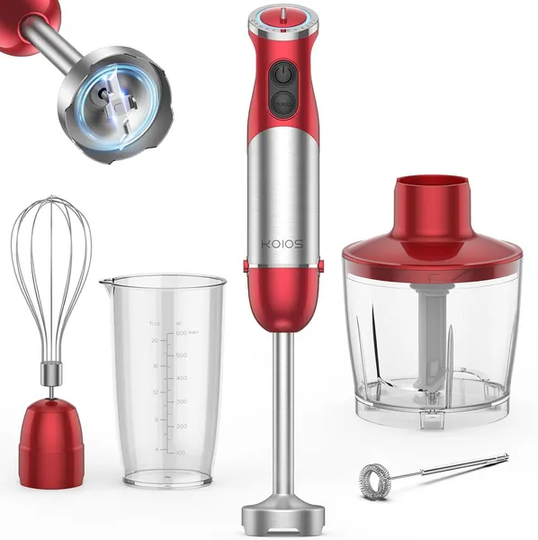 KOIOS 5-in-1 Hand Immersion Blender, 1000W 12 Speed Handheld Blender, Copper