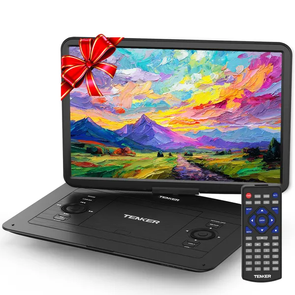 17.9" Portable DVD Player 15.6" HD Swivel Screen 6 Hours 5000mAh Rechargeable
