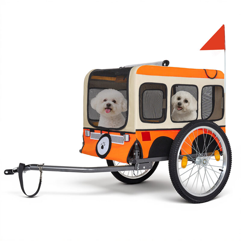 Large Folding Bike Trailer For Dogs - 20x2 1 -8 Inches Wheels, Heavy-Duty Steel
