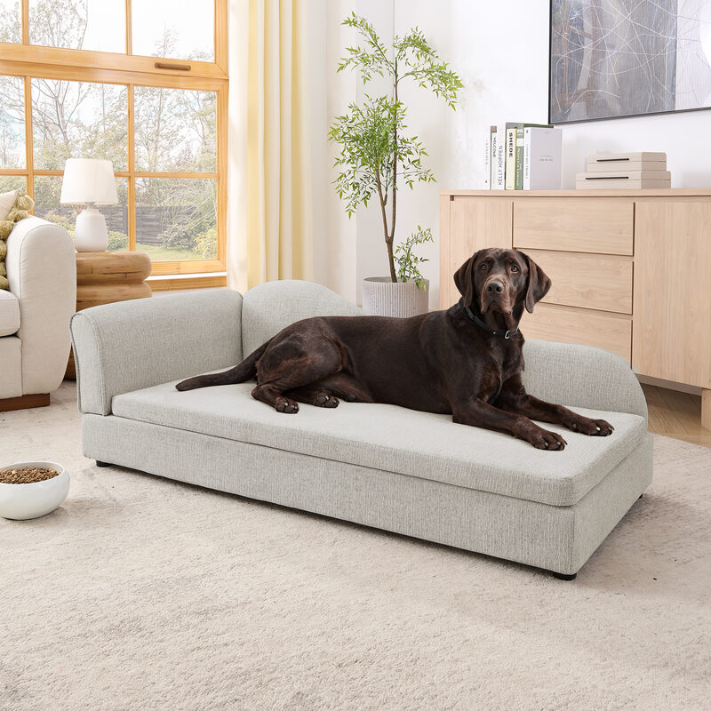 Oversized Pet Sofa For Medium Large Dogs - Modern Irregular Wave Backrest, Single Armrest, Premium B