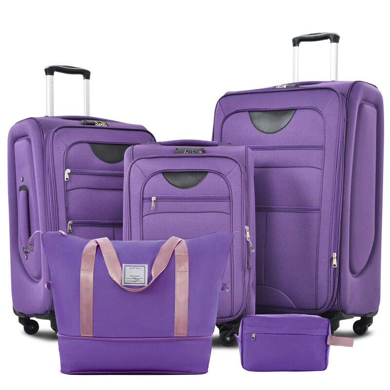 Softside Luggage Expandable 3 Piece Set Suitcase With Duffel Bag Upright Spinner Softshell Lightweig