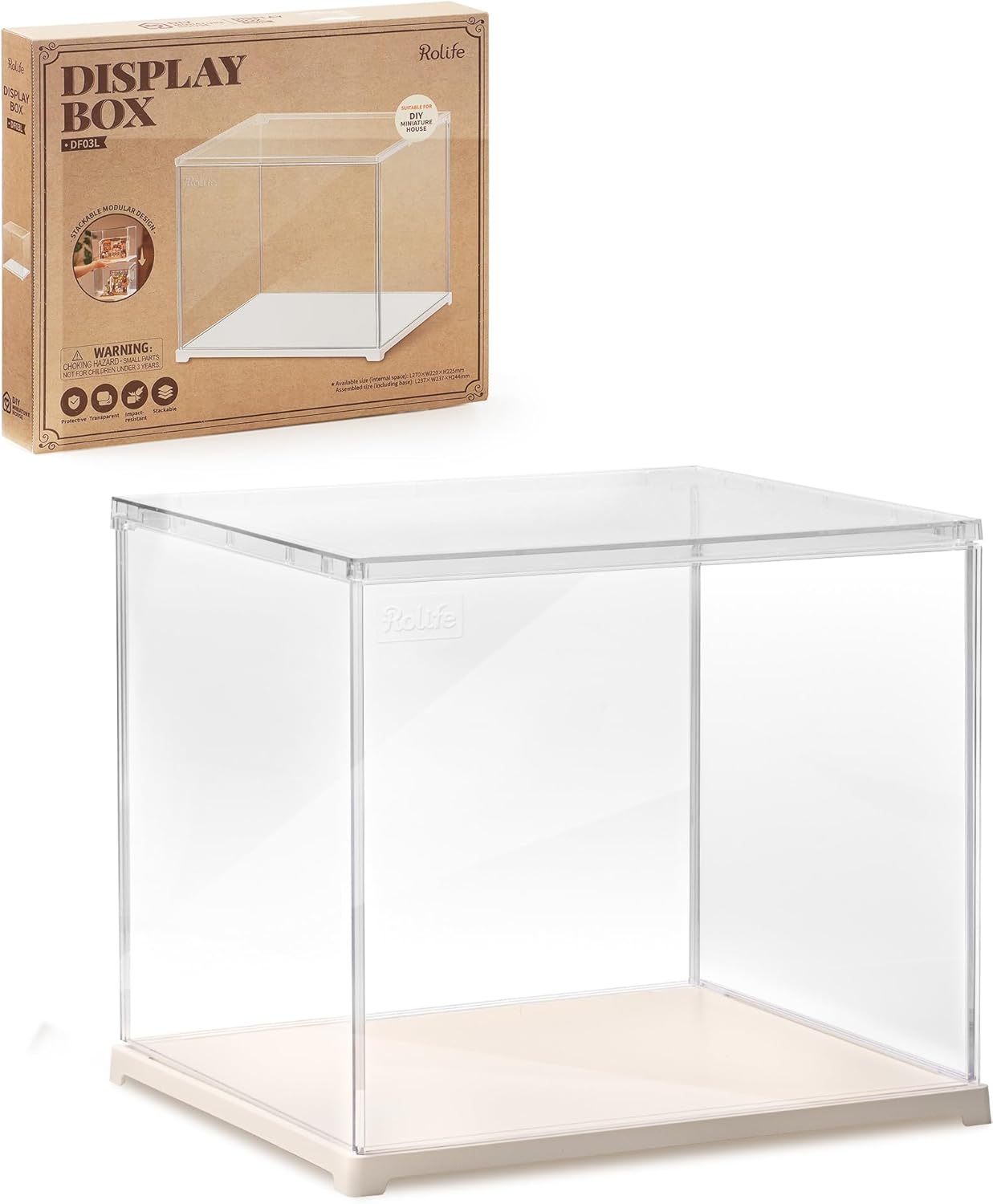 Rolife Acrylic Display Case, Transparent Dust Cover, Suitable For Miniature Houses And 3D Puzzle Mod