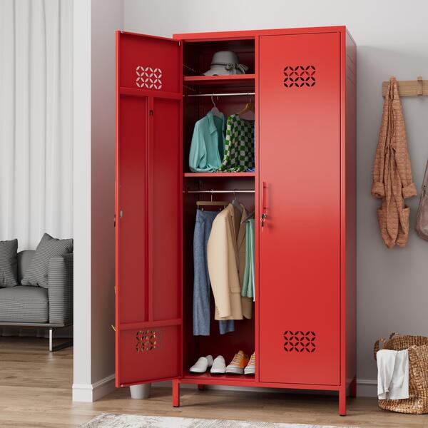 Deepen Metal Wardrobe Cabinet With Adjustable Shelves,Wardrobe Closet For Hanging Clothes,Metal Ward