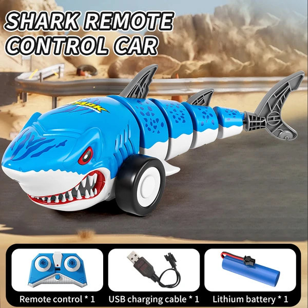 Remote Control Shark Car Toys For Kids,2.4GHz RC Cars Simulation Shark With Cool Light, 360° Stunt D