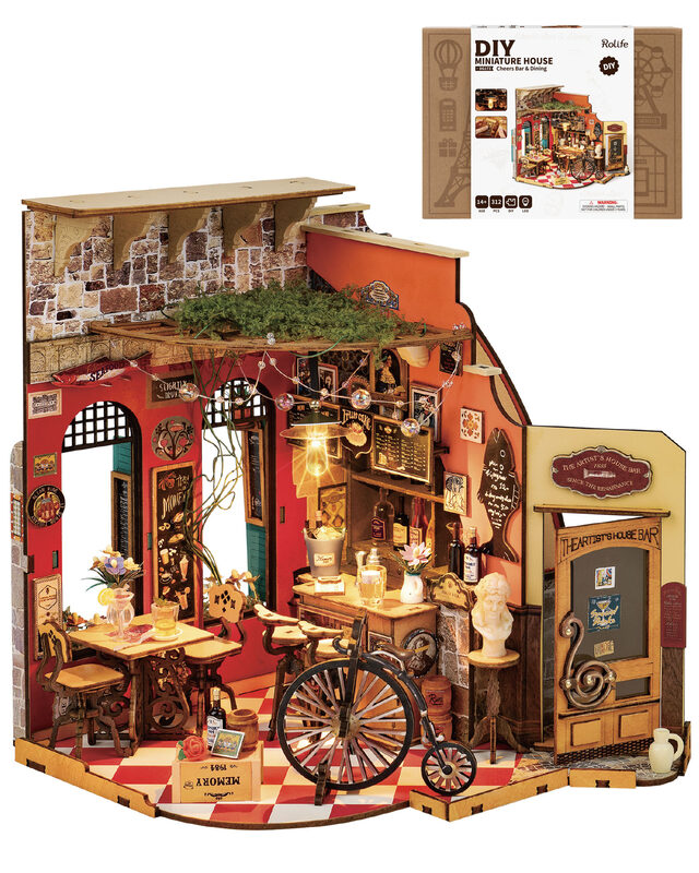 Rolife DIY Mini House,3D Puzzle Toy Building Set, With LED Lights, Adult DIY Assembly Set, Creative