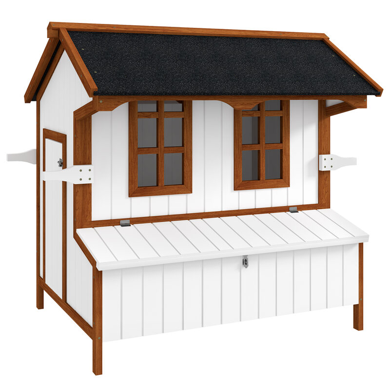 PawHut 47 Chicken Coop Wooden Chicken House Rabbit Hutch Raised Poultry Cage
