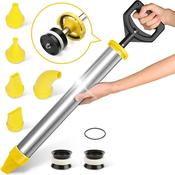 Heavy-Duty Stainless Steel Cement Caulking Gun With Pump System & 5 Nozzles - Heavy-Duty Mortar Spra