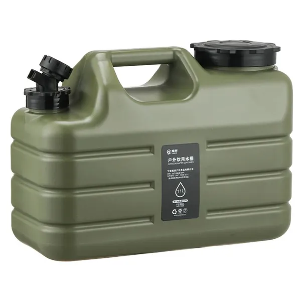 New Outdoor Pe Food-grade Plastic Water Bucket, 11-liter Military Green PE Water Bucket + Sti