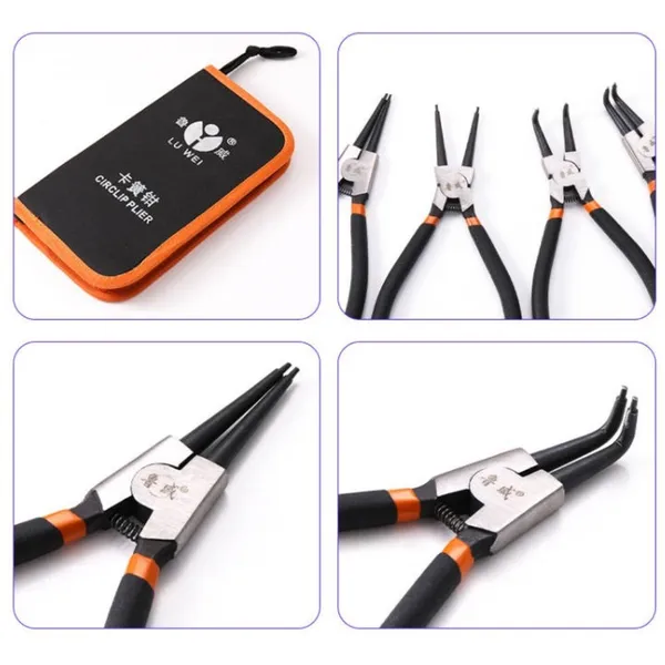 7-inch Yellow Clamp 4-piece Set, Dual-purpose, Inner And Outer Ring Clamp, Inner Straight, Inner Cur