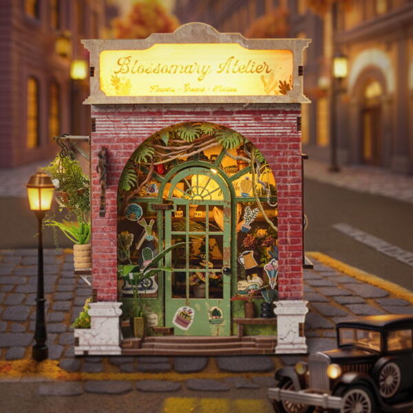 Cottage Flower Language Shop 3D Handmade Assembly Bookend Model Building Toy