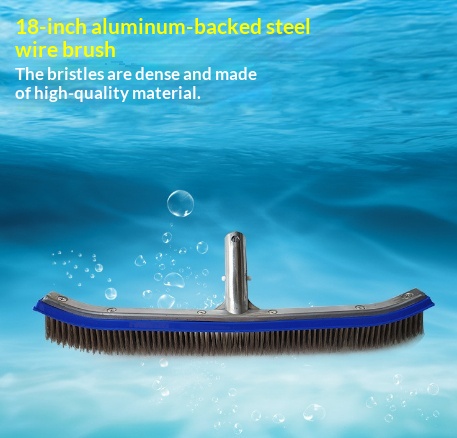 Aluminum-backed Steel Wire Brush For Pool Cleaning