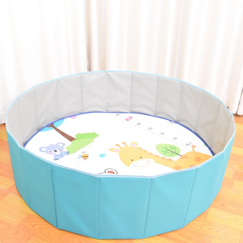 Indoor Sandbox Enclosure For Digging Sand Round Foldable Pool With A Beach-style Fabric Liner
