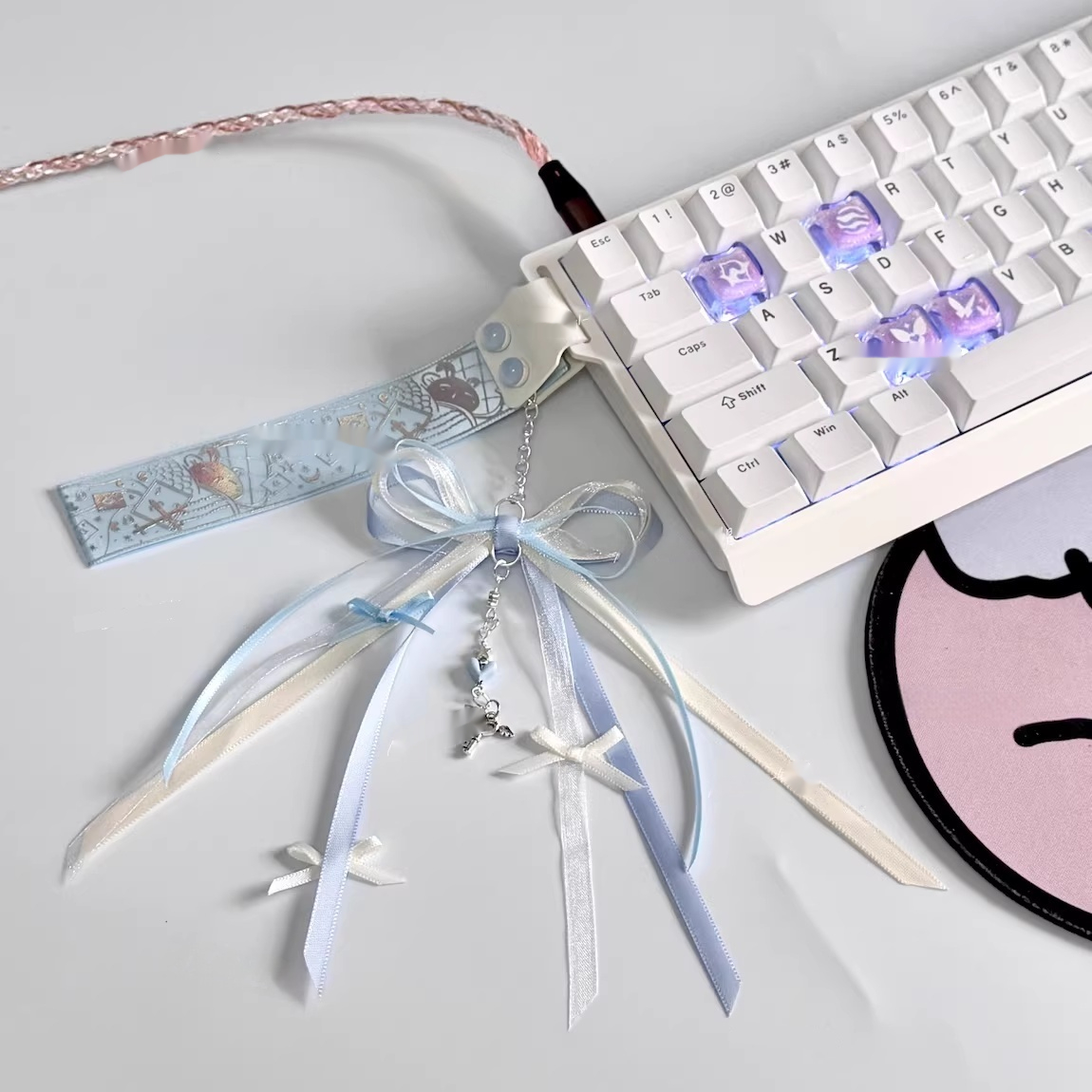 Cute Customized Blue Keyboard Decor Ribbon