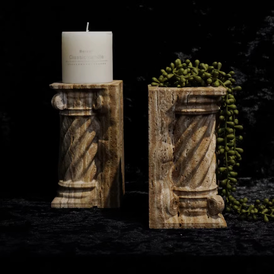 Rare Vintage Natural Marble Bookend Candle Holder And Flower Vasemulti-functional Decorative Acce