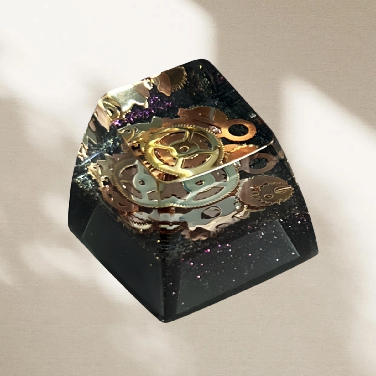 Custom Metal Gear Keycaps With Translucent Epoxy And Cross-axis Design For Mechanical Keyboards