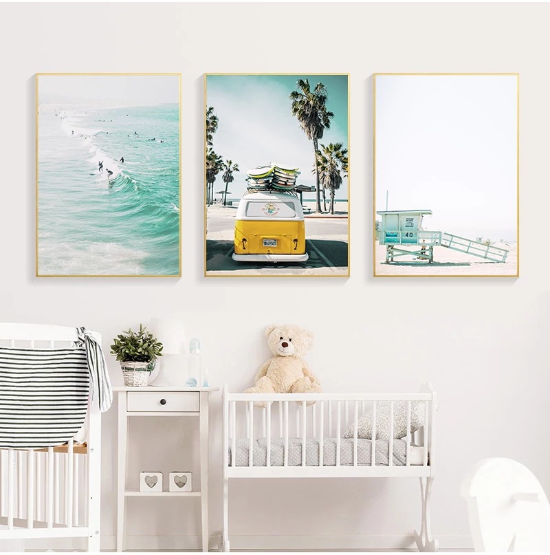 Surf Art Canvas Beach Surfboard Decorative Print Core