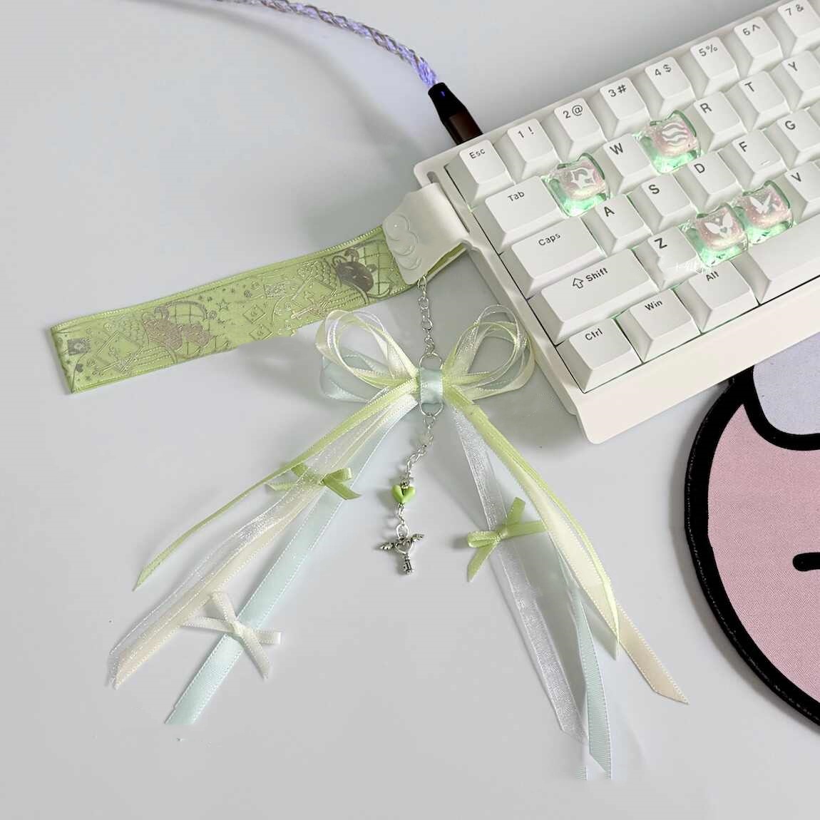 Creative Versatile Green Keyboard Ribbon With A Bow