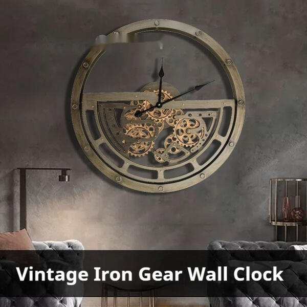 Retro Ironwork Minimalist Metal Gear Decorative Creative Clock