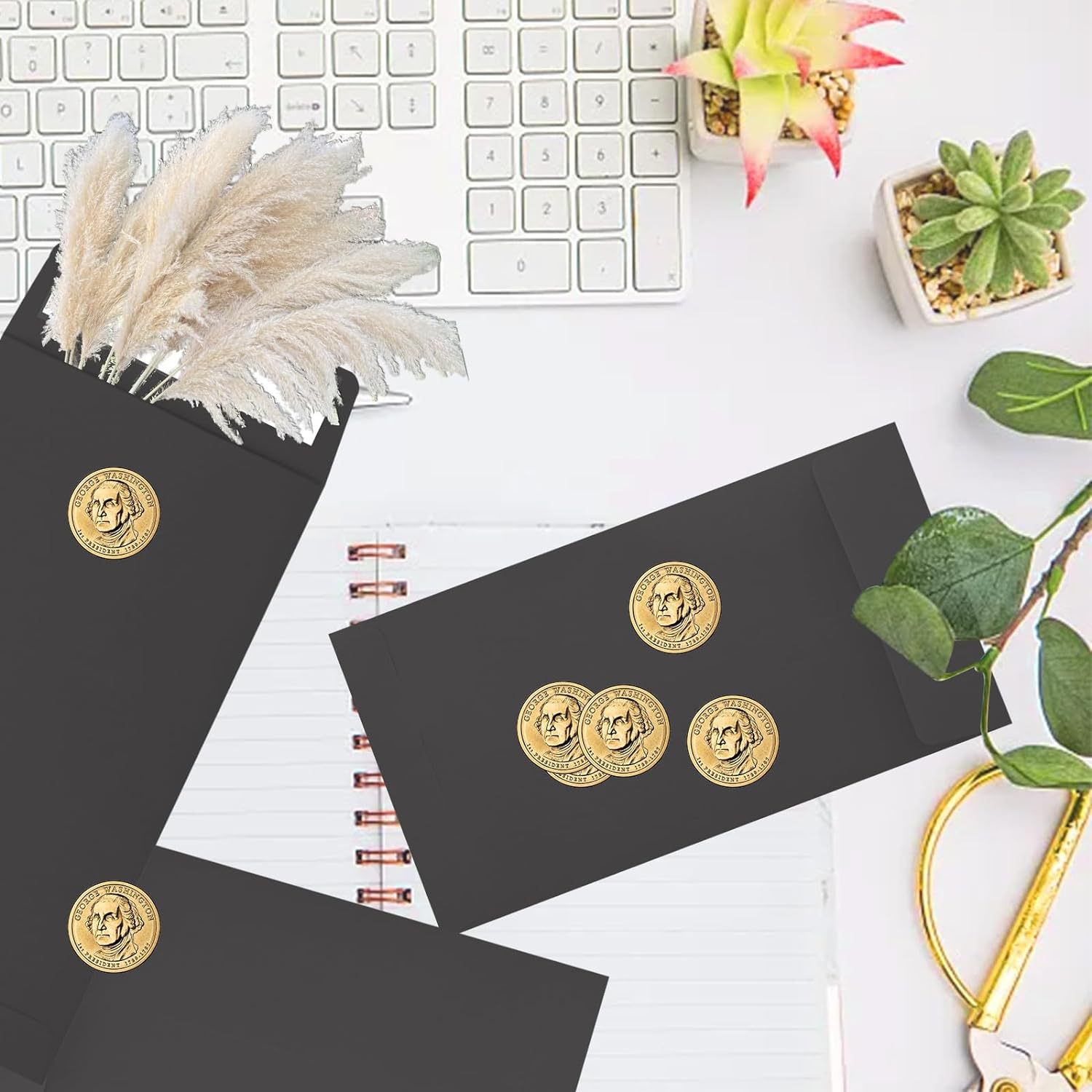 Simple Portable Solid-Colored Double-Sided Adhesive Kraft Paper Vertical Envelope