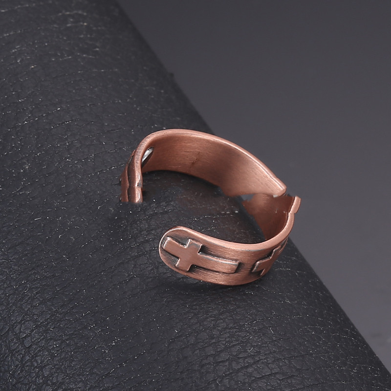 Red Copper Magnetic Cross-Shape Pure Copper Magnet Energy Open-End Ring