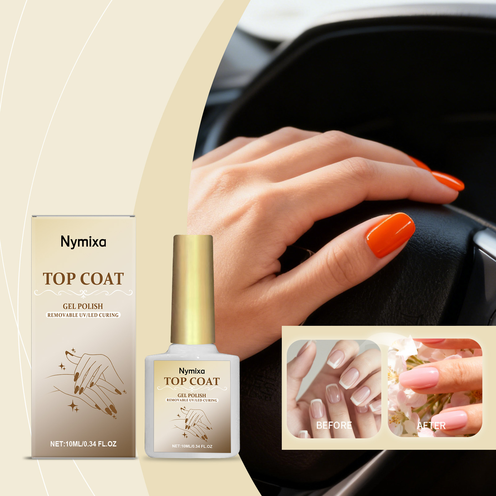 Nymixa Nail Top Coat Glossy Polish Wear-Resistant Brightening High-Gloss Powder-Resistant