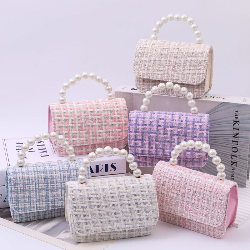 Cotton And Linen Pearl-handled Tote Bag For Kindergarten Kids