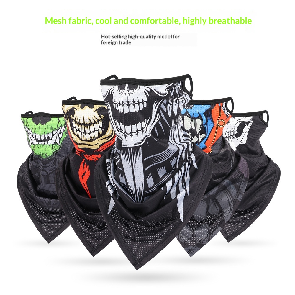 Skull-patterned Neck Gaiter Ear-covering Triangular Scarf