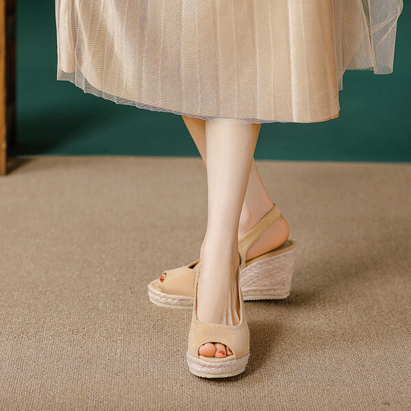 Summer Sponge Cake-Style Thick-Soled Waterproof Platform High-Heel Fashionable Cross-Strap Buckle Sa