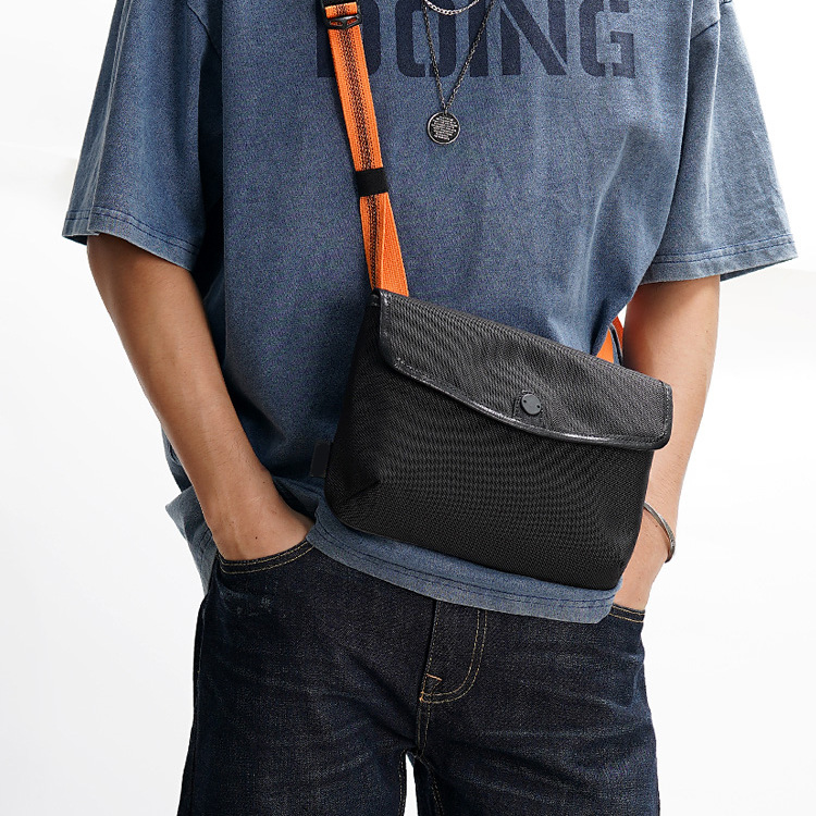 Contrast-Colored Portable Travel Crossbody Bag With Magnetic Closure Anti-Theft Ballistic Nylon Shou