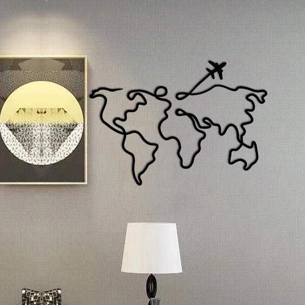 Metal Art Decor Creative Ironwork Airplane Map Ornament