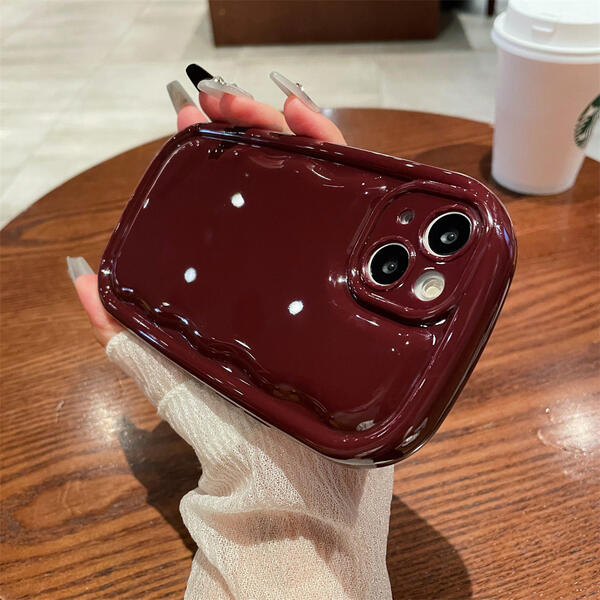 Simple And Versatile Solid Color Wave Phone Case