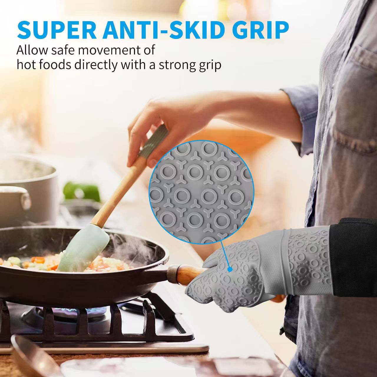 High-Temperature Resistant Thickened Silicone Insulated Oven Mitts